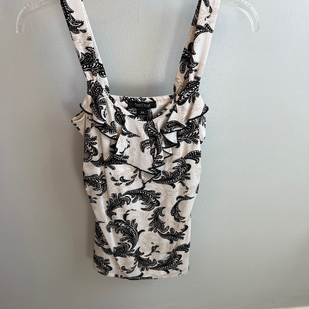 Light beige/ black print tank